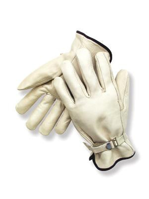 Radnor X-Large Grain Cowhide Unlined Drivers Gloves With Straight Thumb, Wrist Strap Cuff And Color-Coded Hem