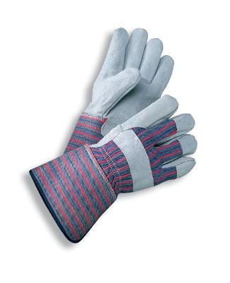 Radnor Small Select Shoulder Grade Split Leather Palm Gloves With Rubberized Gauntlet Cuff, Striped Canvas Back And Reinforced Knuckle Strap, Pull Tab, Index Finger And Fingertips