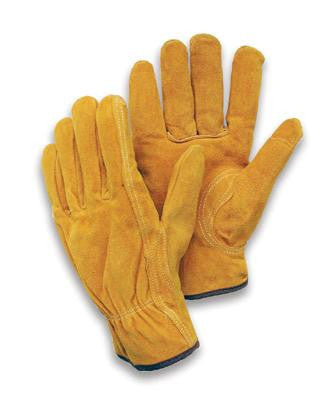 Radnor Large Leather Unlined Drivers Gloves With Keystone Thumb, Slip-On Cuff, Color-Coded Hem And Shirred Elastic Back