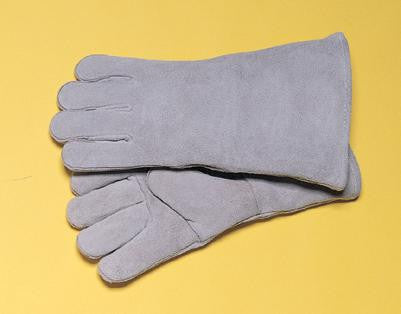 Radnor Large Pearl Gray 14" Shoulder Split Cowhide Cotton Sock Lined Welders Gloves With Wing Thumb