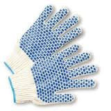 Radnor Large Natural Heavy Weight Polyester/Cotton Ambidextrous String Gloves With Knit Wrist And Double Side PVC Block Coating