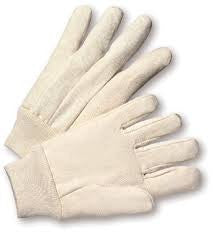 Radnor Men's White 12 Ounce 100% Cotton Canvas Gloves With Knitwrist