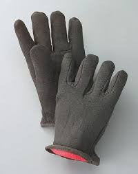 Radnor Men's Brown 14 Ounce 100% Cotton Jersey Gloves With Slip-On Cuff And Red 100% Cotton Fleece Lining