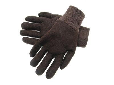 Radnor Men's Brown 9 Ounce Reversible Cotton/Polyester Blend Jersey Gloves With Knitwrist