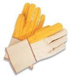 Radnor Men's White And Gold Mediumweight 100% Cotton Chore Gloves With Knitwrist, Canvas Back And Standard Lining