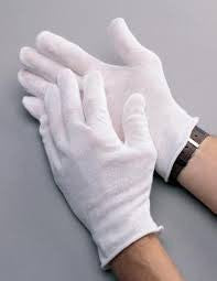 Radnor Ladies White 9" Heavy Weight 100% Cotton Reversible Inspection Gloves With Unhemmed Cuff