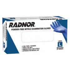 Radnor Large Blue 9 1/2" 3 mil Medical Exam Grade Latex-Free Nitrile Ambidextrous Non-Sterile Powder-Free Disposable Gloves With Textured Finish (200 Each Per Box)