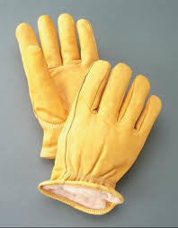 Radnor Small Yellow Deerskin Thinsulate Lined Cold Weather Gloves With Keystone Thumb, Slip On Cuffs, Double Stitched Hem And Shirred Elastic Wrist