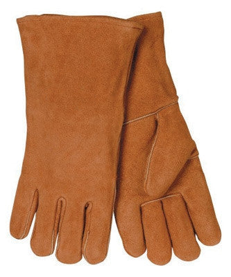 Radnor Large Brown 14" Shoulder Split Cowhide Cotton Sock Lined Welders Gloves With Wing Thumb