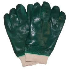 Radnor Large Green Sandpaper Grip PVC Glove With Jersey Lining And Knitwrist