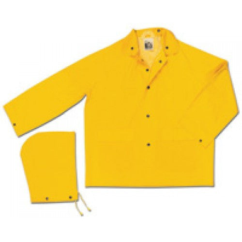 River City Garments Medium Yellow Classic .35 mm Polyester And PVC Rain Jacket With Front Snap Closure And Detachable Hood