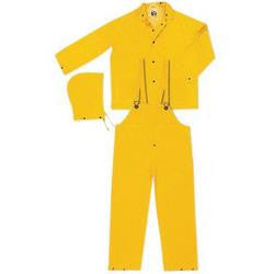 River City Garments Medium Yellow Wizard .28 mm Nylon And PVC Flame Resistant 3 Piece Rain Suit (Includes Jacket With Front Snap Closure, Detached Hood And Snap Fly Bib Pants)