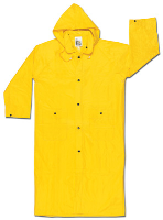 River City Garments Medium 49" Yellow Wizard .28 mm Nylon And PVC Flame Resistant Rain Coat With Front Snap Closure And Detachable Hood