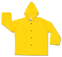 River City Garments Large Yellow Wizard .28 mm Nylon And PVC Flame Resistant Rain Jacket With Front Snap Closure And Attached Hood