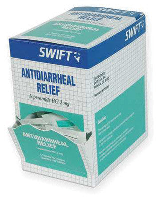 Swift First Aid 1 Pack Anti-Diarrheal Relief Tablets (100 Packs Per Box)