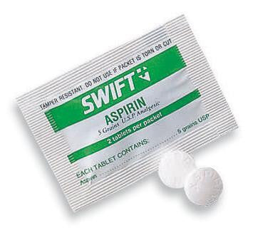 Swift First Aid 2 Pack 5 Grain Aspirin (125 Packs Per Box, 12 Boxes Per Case)