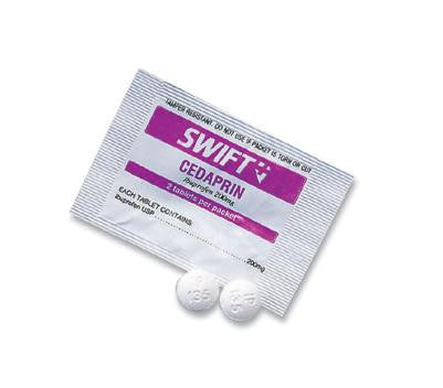 Swift First Aid 2 Pack Cedaprin (Contains 200mg Ibuprofen) (50 Packs Per Box, 12 Boxes Per Case)