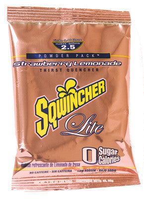 Sqwincher 1.76 Ounce Instant Powder Pack Strawberry Lemonade Lite Electrolyte Drink - Yields 2 1/2 Gallons (32 Packets Per Case)