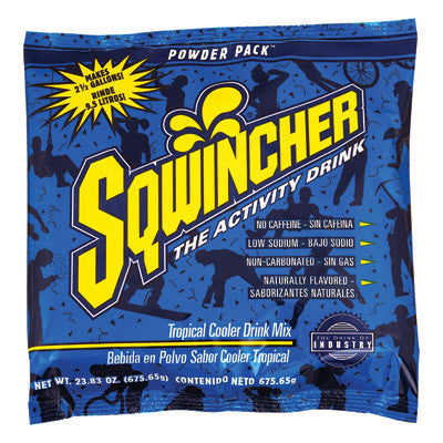 Sqwincher 23.83 Ounce Instant Powder Pack Tropical Cooler Electrolyte Drink - Yields 2 1/2 Gallons (32 Packets Per Case)