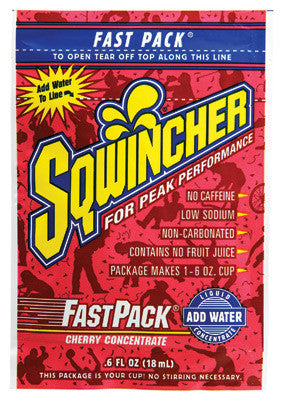 Sqwincher .6 Ounce Fast Pack Liquid Concentrate Cherry Electrolyte Drink - Yields 6 Ounces (50 Single Serving Packets Per Box)