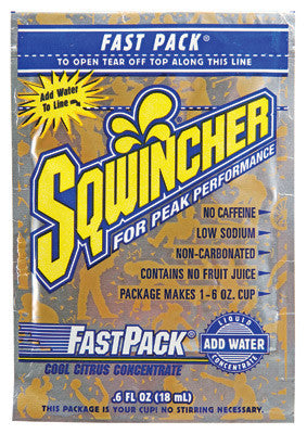 Sqwincher .6 Ounce Fast Pack Liquid Concentrate Cool Citrus Electrolyte Drink - Yields 6 Ounces (50 Single Serving Packets Per Box)