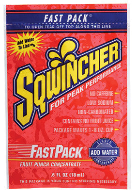 Sqwincher .6 Ounce Fast Pack Liquid Concentrate Fruit Punch Electrolyte Drink - Yields 6 Ounces (50 Single Serving Packets Per Box)