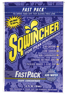 Sqwincher .6 Ounce Fast Pack Liquid Concentrate Grape Electrolyte Drink - Yields 6 Ounces (50 Single Serving Packets Per Box)