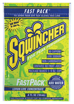 Sqwincher .6 Ounce Fast Pack Liquid Concentrate Lemon Lime Electrolyte Drink - Yields 6 Ounces (50 Single Serving Packets Per Box)