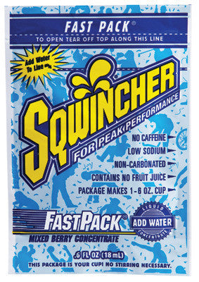 Sqwincher .6 Ounce Fast Pack Liquid Concentrate Mixed Berry Electrolyte Drink - Yields 6 Ounces (50 Single Serving Packets Per Box)
