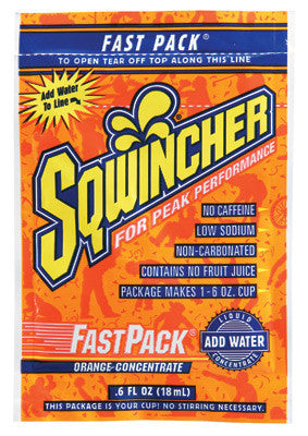 Sqwincher .6 Ounce Fast Pack Liquid Concentrate Orange Electrolyte Drink - Yields 6 Ounces (50 Single Serving Packets Per Box)