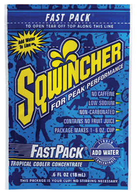 Sqwincher .6 Ounce Fast Pack Liquid Concentrate Tropical Cooler Electrolyte Drink - Yields 6 Ounces (50 Single Serving Packets Per Box)