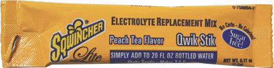 Sqwincher .11 Ounce Qwik Stik Powder Concentrate Peach Lite Electrolyte Drink - Yields 20 Ounces (50 Each Per Package)
