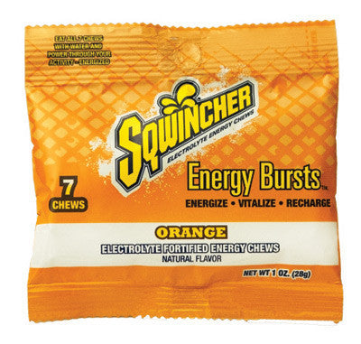 Sqwincher 1 Ounce Orange Energy Bursts Electrolyte Energy Chews (7 Chews Per Paackage, 12 Packages Per Box)