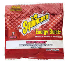 Sqwincher 1 Ounce Wild Berry Energy Bursts Electrolyte Energy Chews (7 Chews Per Paackage, 12 Packages Per Box)