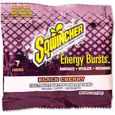 Sqwincher 1 Ounce Black Cherry Energy Bursts Electrolyte Energy Chews (7 Chews Per Paackage, 12 Packages Per Box)