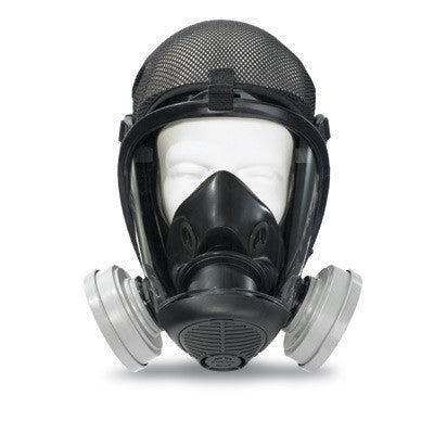 Survivair Small Black Silicone S-Series Opti-Fit Full Face APR Facepiece With Nose Cup, Speaking Diaphram, Polycarbonate Lens And Mesh Headnet