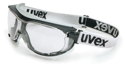 Uvex Carbonvision Impact Goggles With Black and Gray Frame, Clear Dura-Streme Anti-Fog, Anti-Scratch Lens And Fabric Headband