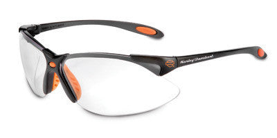 Uvex By Sperian Harley-Davidson HD1200 Series Safety Glasses With Black And Orange Frames And Clear Polycarbonate Anti-Scratch Hardcoat Lens