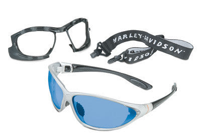 Uvex by Sperian Harley-Davidson HD1300 Series Safety Glasses With Black And Siver Frame And Blue Mirrorr Lens