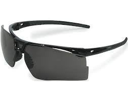 Uvex Bayonet Safety Glasses With Black And Gray Frame And Gray Supra-Dura Hard Coat Anti-Scratch Lens