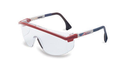 Uvex By Sperian Astrospec 3000 Safety Glasses With Nylon Red, White And Blue Frame, Clear Polycarbonate Ultra-dura Anti-Scratch Hard Coat Lens And Duoflex Temples