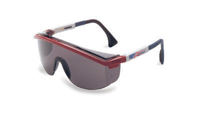 Uvex By Sperian Astrospec 3000 Safety Glasses With Nylon Red, White And Blue Frame, Gray Polycarbonate Ultra-dura Anti-Scratch Hard Coat Lens And Duoflex Temples