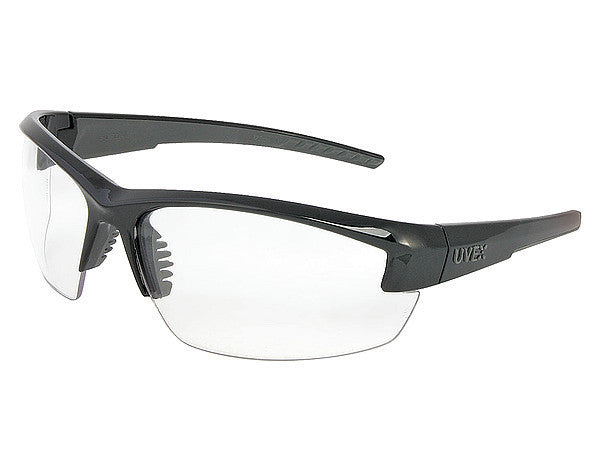 Uvex Mercury Safety Glasses With Black And Gray Frame And Clear Uvextra Anti-Fog Lens