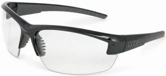 Uvex Mercury Safety Glasses With Black And Gray Frame And Clear Hard Coat Anti Scratch Lens