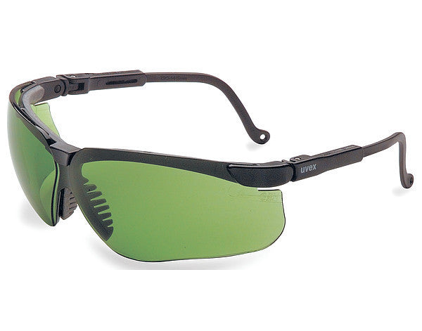 Uvex By Sperian Genesis Safety Glasses With Black Frame And Green And Shade 2 Polycarbonate Infra-dura Ultra-dura Anti-Scratch Hard Coat Lens