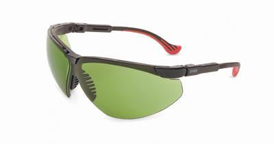 Uvex By Sperian Genesis XC Safety Glasses With Black Frame And Green And Shade 2 Polycarbonate Infra-Dura Ultra-dura Anti-Scratch Hard Coat Lens