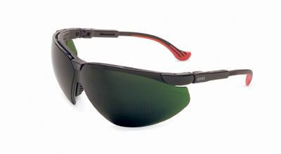 Uvex By Sperian Genesis XC Safety Glasses With Black Frame And Green And Shade 5 Polycarbonate Infra-Dura Ultra-dura Anti-Scratch Hard Coat Lens