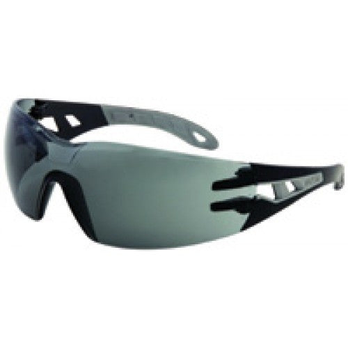 Uvex Pheos Safety Glasses With Black And Gray Frame And Slim Gray Dura-streme Hard Coat Anti-Fog Lens