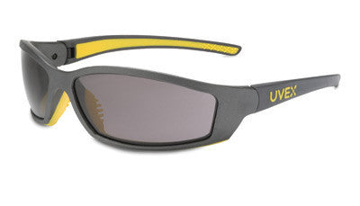 Uvex By Sperian SolarPro Safety Glasses With Gray And Yellow Frame And Gray Polycarbonate Supra-Dura Anti-Scratch Hard Coat Lens