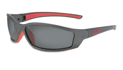 Uvex By Sperian SolarPro Safety Glasses With Gray And Red Frame And Gray Anti-Fog Hard Coat Photochromatic Lens